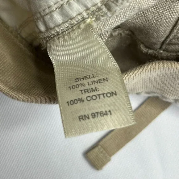 J. Jill Elastic Tie Waist Linen Khaki Cargo Shorts Size 10 - Picture 7 of 8